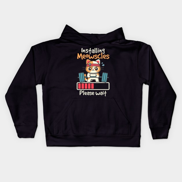 Installing meowscles Kids Hoodie by NemiMakeit